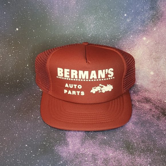 Vintage Burgundy Berman's Auto Parts Mechback/Snapback - Picture 1 of 4
